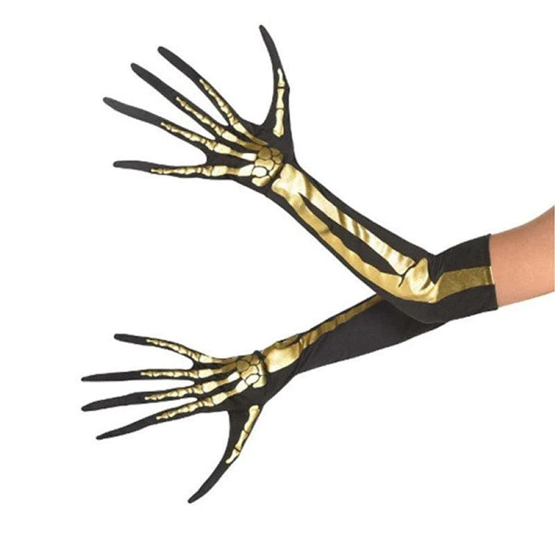 CREEPY BLACK & GOLD SKELETON GLOVES