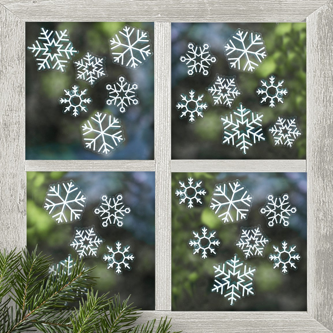 CHRISTMAS SNOW FLAKE WINDOW STICKERS PK24