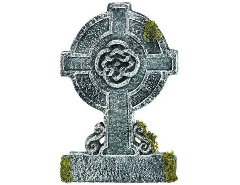 Mossy Celtic Cross Styrofoam Tombstone Decoration
