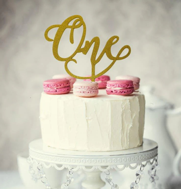 GLITTER GOLD ONE MIRROR CAKE TOPPER