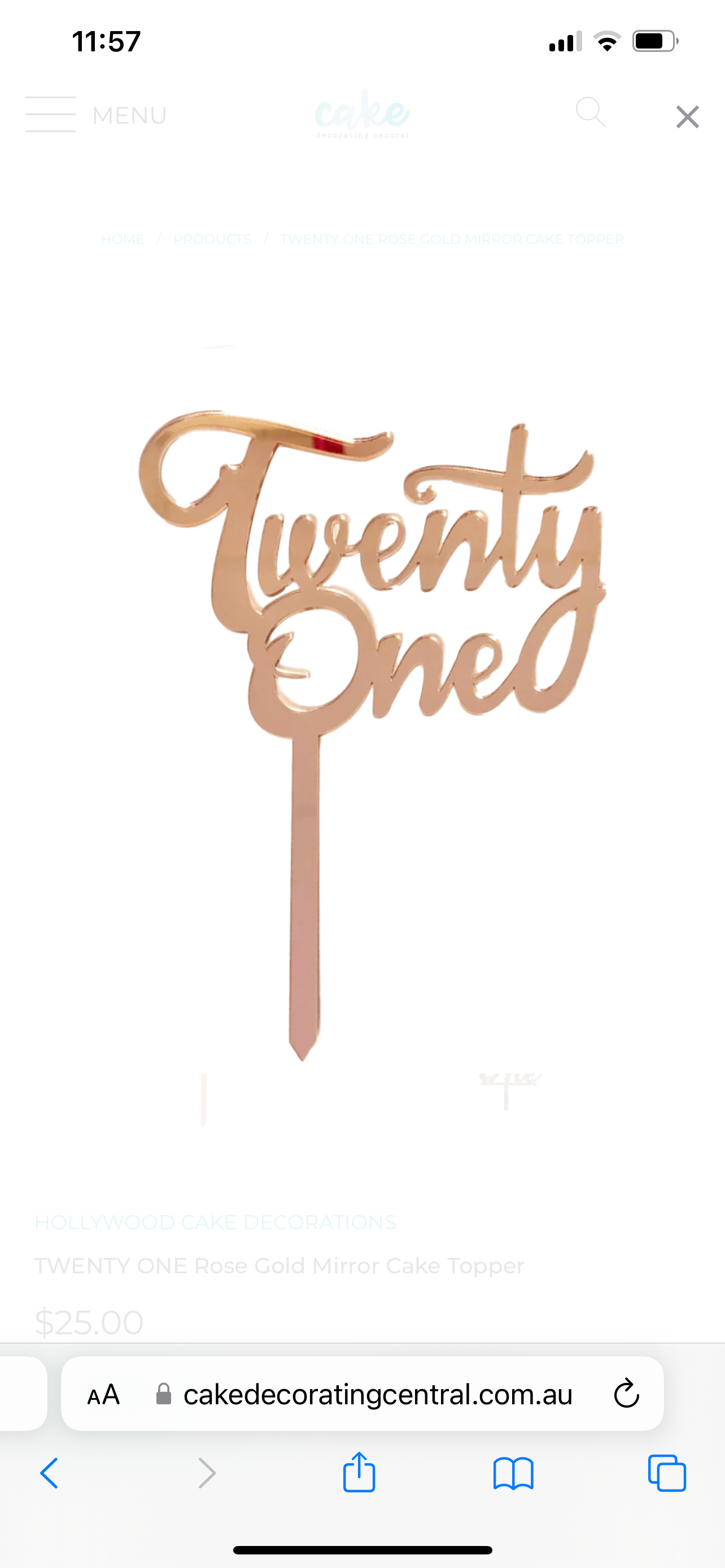 TWENTY ONE ROSE GOLD ACRYLIC TOPPER