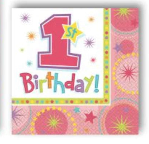 One-derful Birthday Girl Luncheon Napkins - 16pk