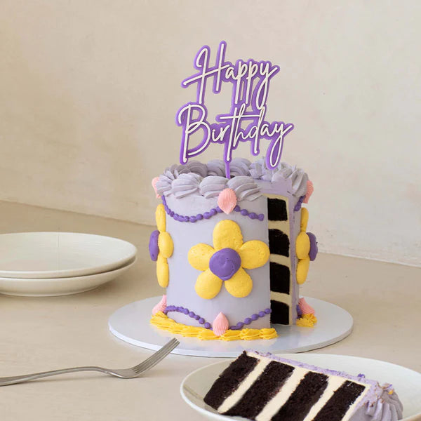 HAPPY BIRTHDAY PURPLE ACRYLIC TOPPER