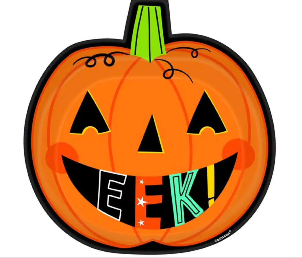 Halloween Pumpkin Shaped Paper Plates 8 Pack