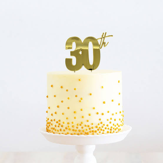 GOLD METAL 30TH BIRTHDAY CAKE TOPPER