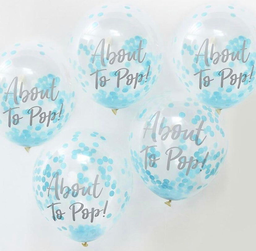 About to pop blue confetti latex