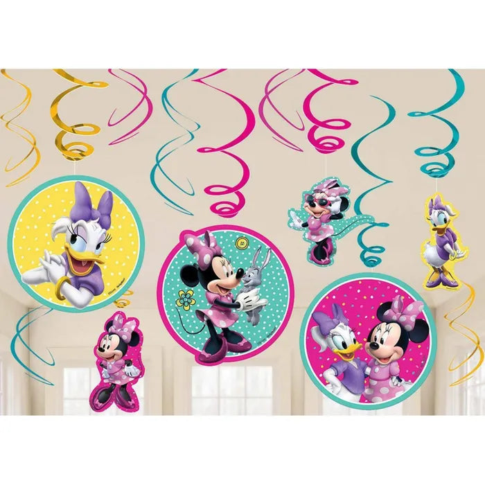 MINNIE MOUSE SWIRL DECORATIONS (PACK OF 12)