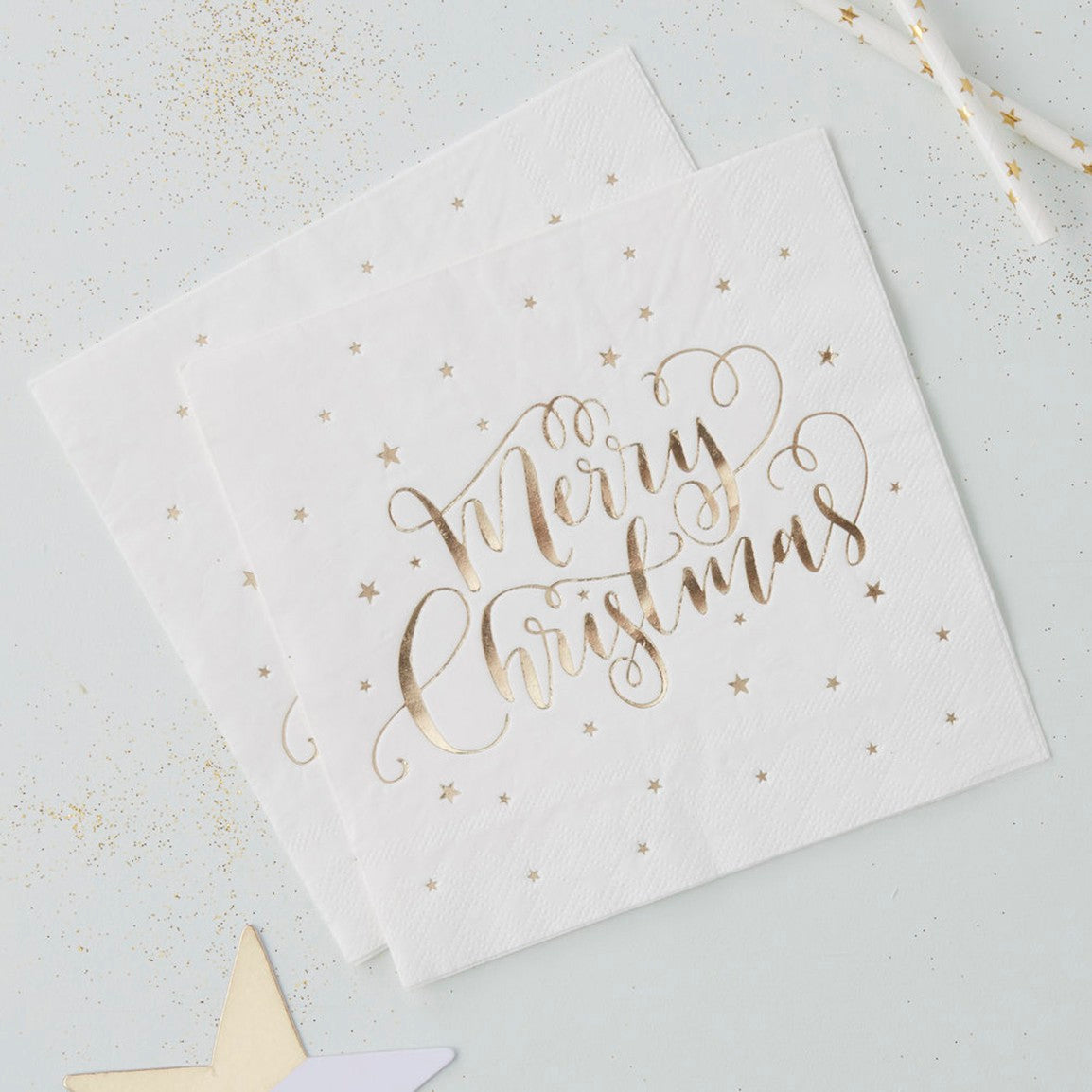 GOLD FOILED MERRY CHRISTMAS NAPKINS 20PK
