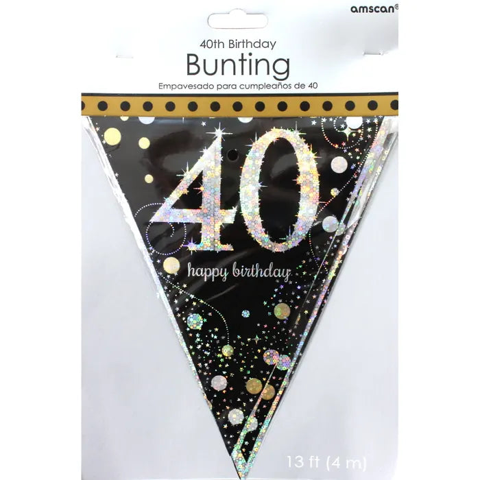 SPARKLING CELEBRATION 40TH BIRTHDAY FLAG BANNER