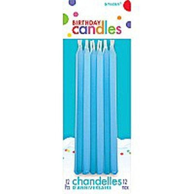 BLUE TAPERED BIRTHDAY CANDLES 13CM (PACK OF 12)