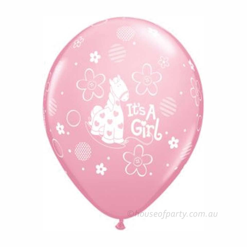 IT'S A GIRL light pink balloons (5 PACK)