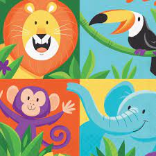 JUNGLE SAFARI LARGE PAPER NAPKINS / SERVIETTES (PACK OF 16)
