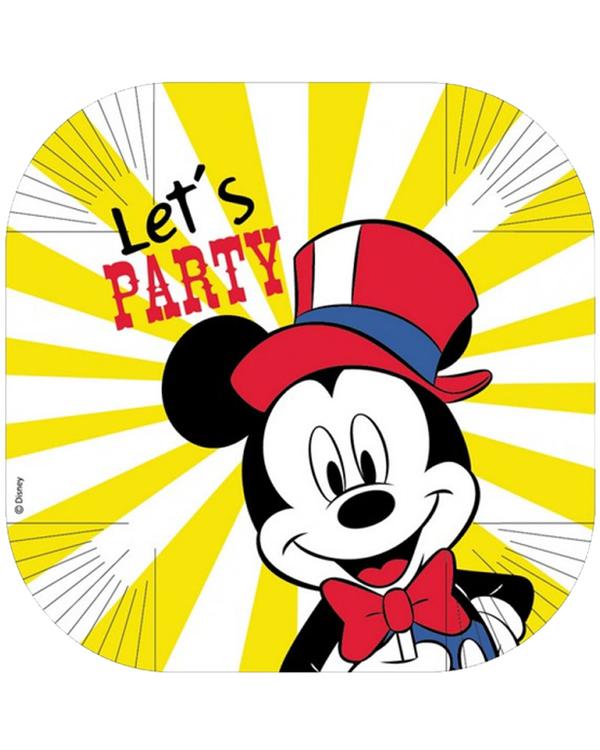 Disney Mickey Carnival 25cm Square Plate Pack of 8