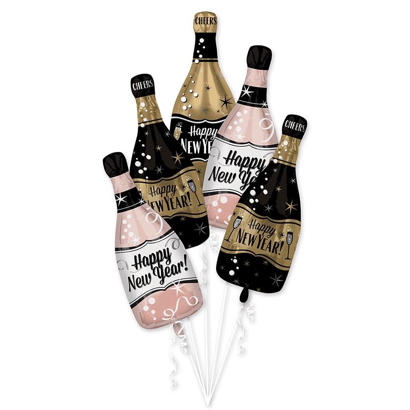 Happy New Year Bubbly Bottles 25 x 66cm 5Pk
