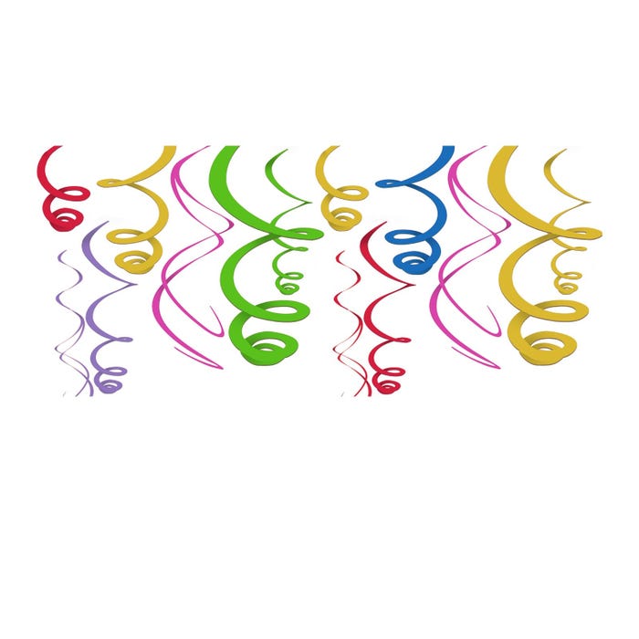 Rainbow Swirl Decorations (pack of 12)