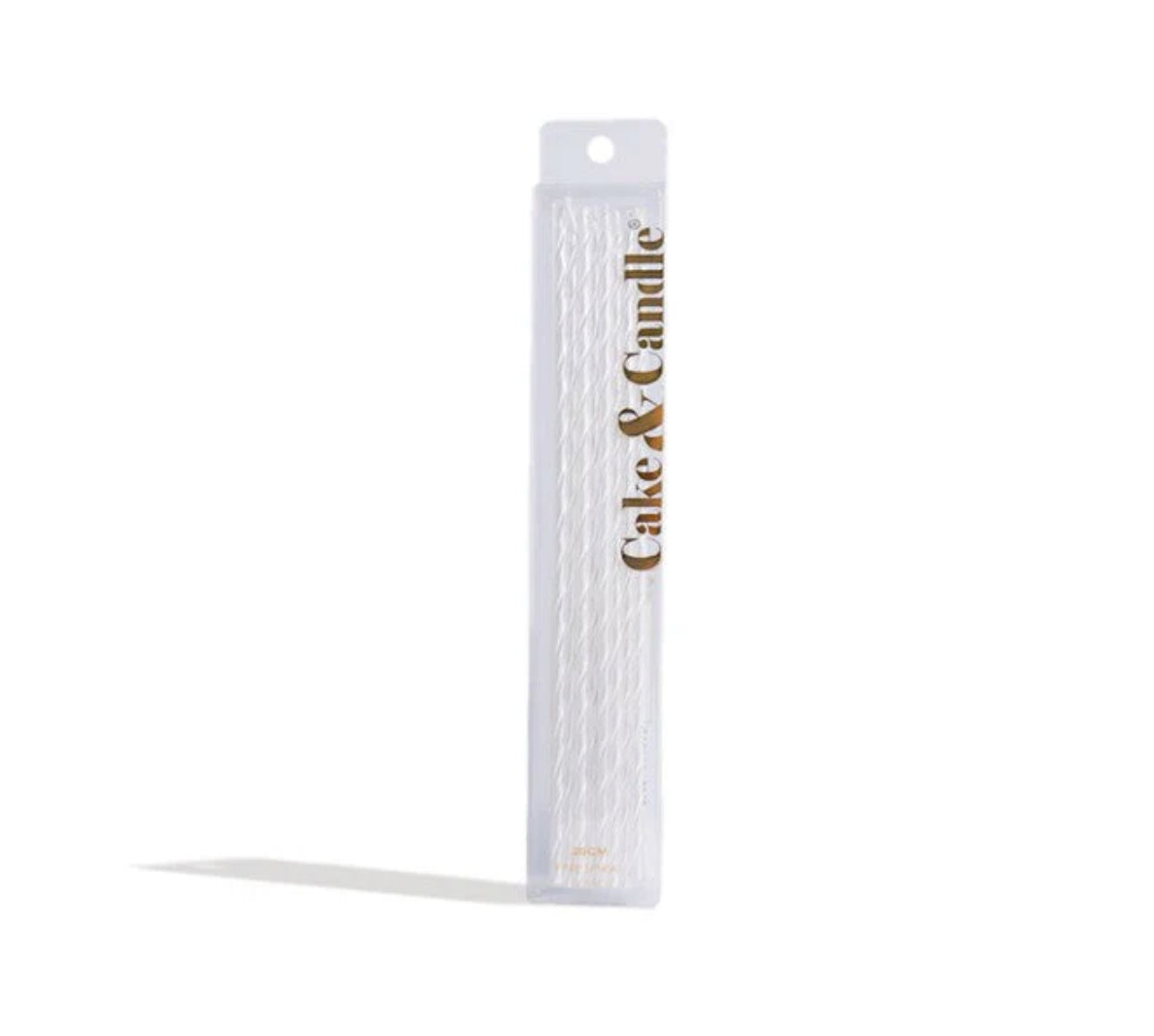 16PK WHITE FINE SPIRAL CAKE CANDLES BY CAKE & CANDLE 20CM
