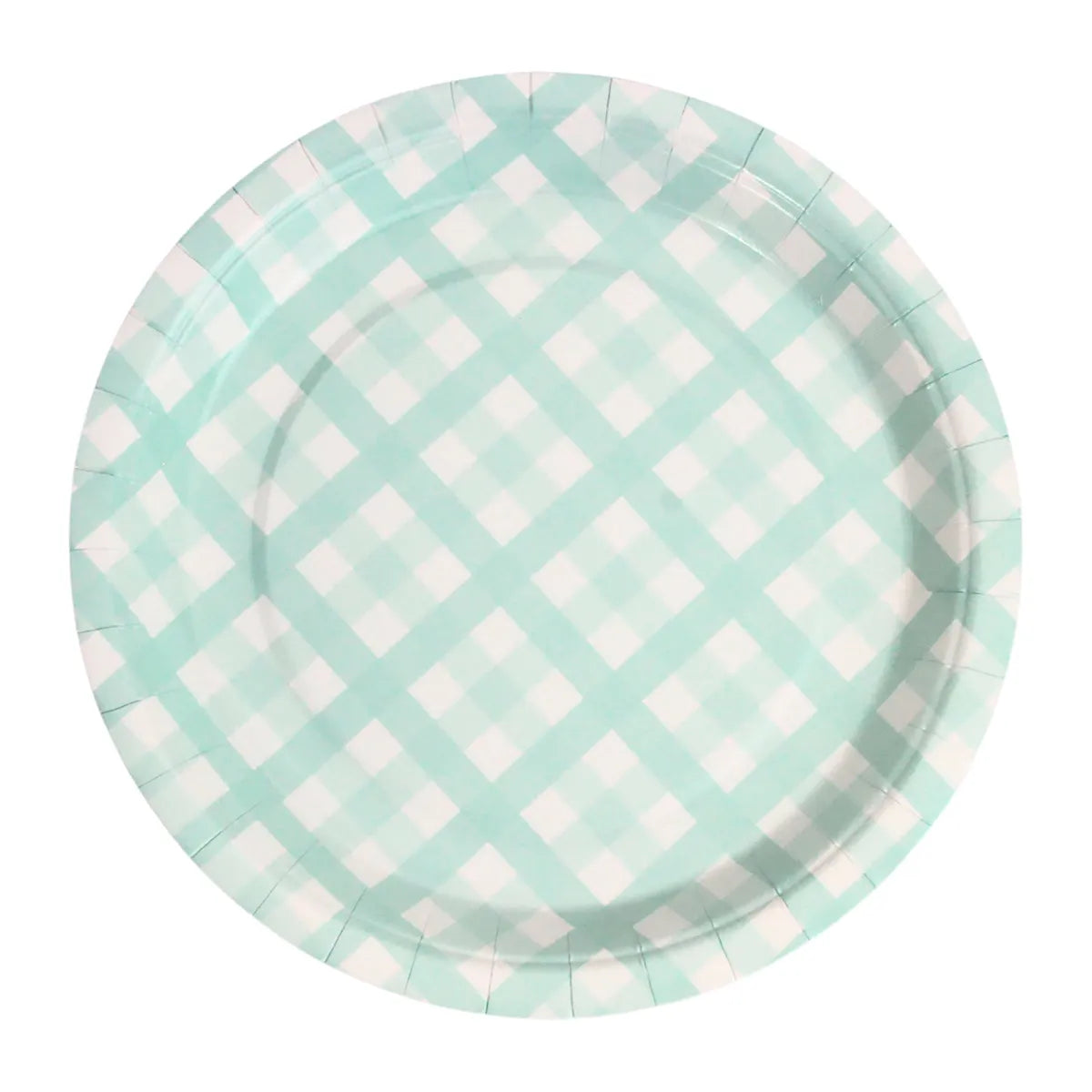 PASTEL MINT GREEN GINGHAM SMALL PAPER PLATES (PACK OF 8)