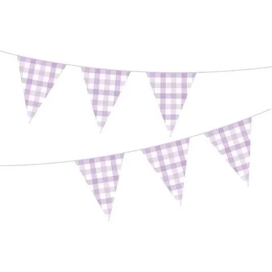 PASTEL PURPLE GINGHAM FLAG BANNER (3.9M)