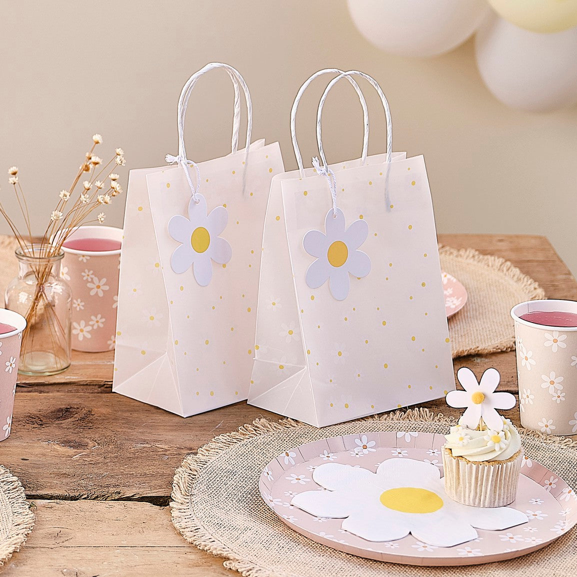 DAISY FLORAL PARTY BAGS PK5
