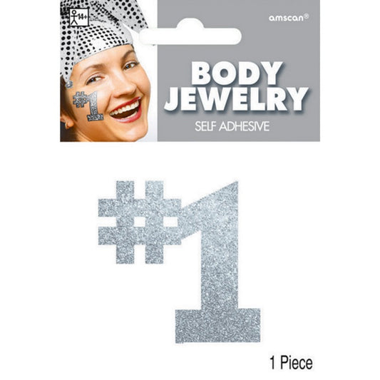 SILVER NUMBER 1 BODY JEWELRY