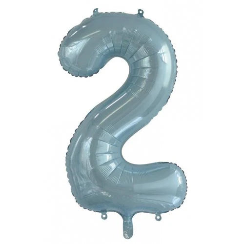 LIGHT BLUE FOIL NUMBER 2 BALLOON 86CM