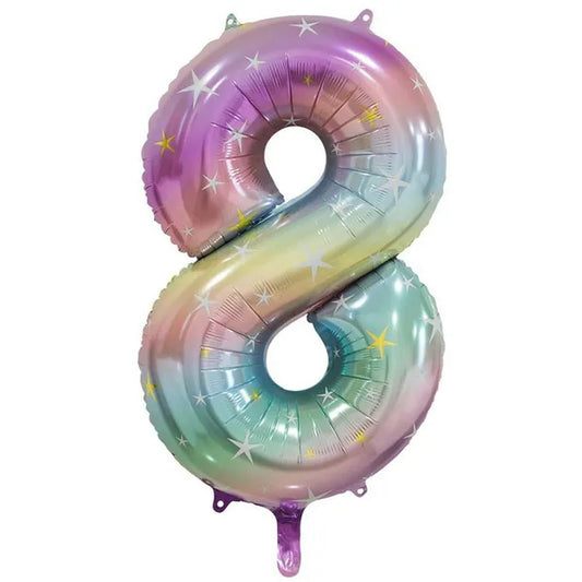 PASTEL RAINBOW NUMBER 8 BALLOON 86CM