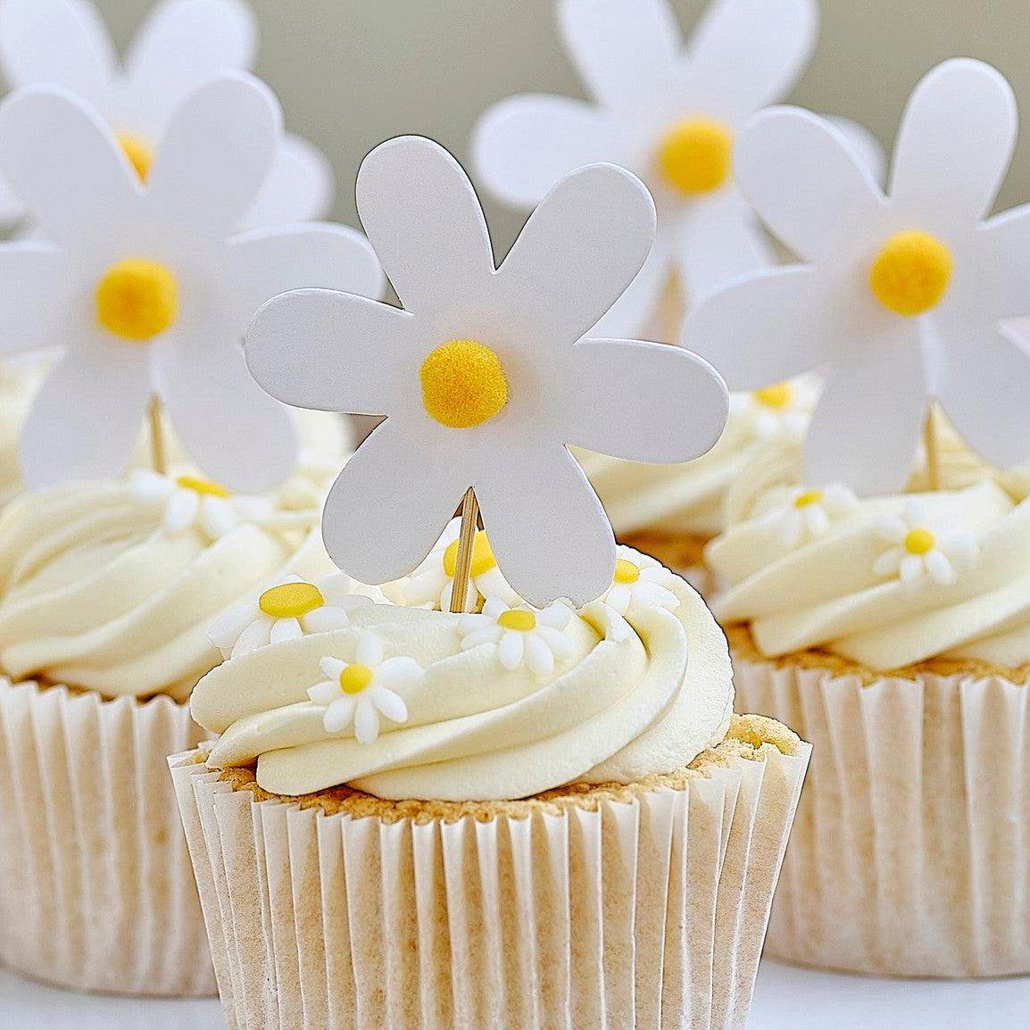 DAISY FLORAL CUPCAKE TOPPERS PK12