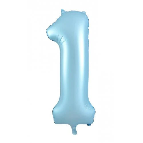 PASTEL MATTE BLUE FOIL NUMBER 1 BALLOON 86CM