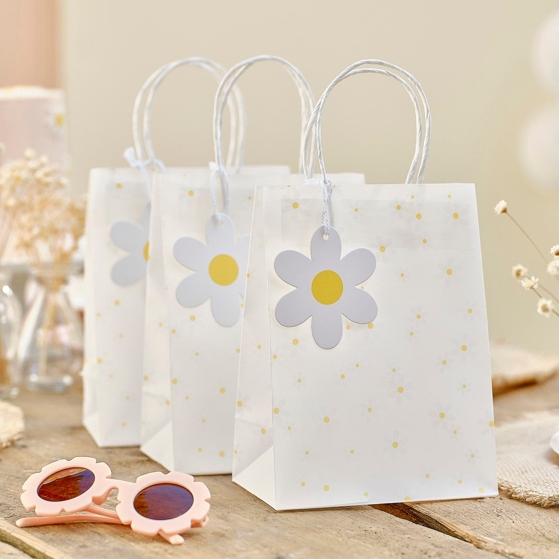 DAISY FLORAL PARTY BAGS PK5