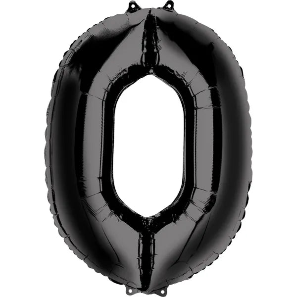 BLACK FOIL 0 BALLOON 86CM
