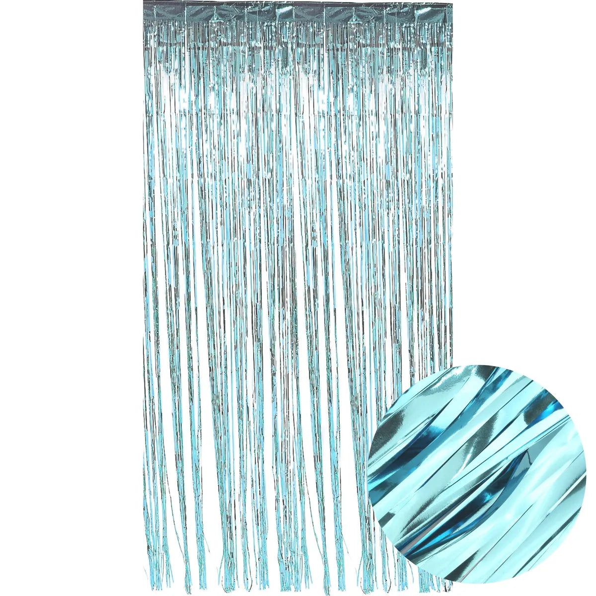 METALLIC LIGHT BLUE FOIL BACKDROP CURTAIN 100CM X 200CM