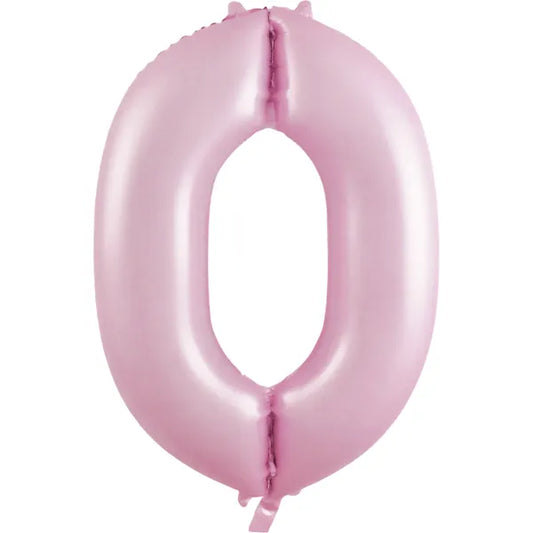 PASTEL MATTE PINK FOIL NUMBER 0 BALLOON 86CM