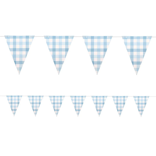 PASTEL BLUE GINGHAM FLAG BANNER (3.9M)