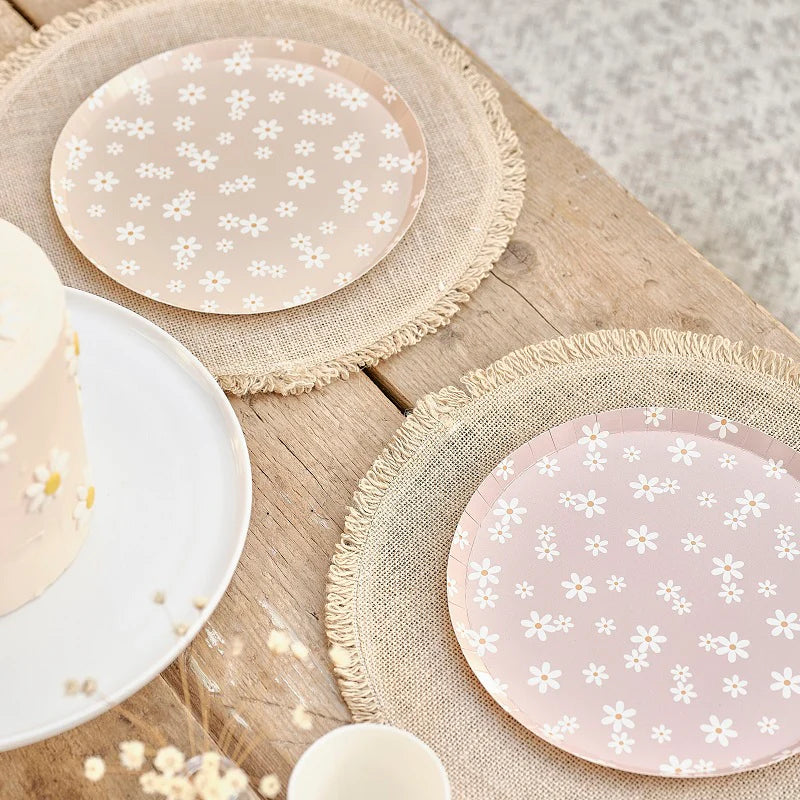 DAISY FLORAL PAPER PLATES PK8