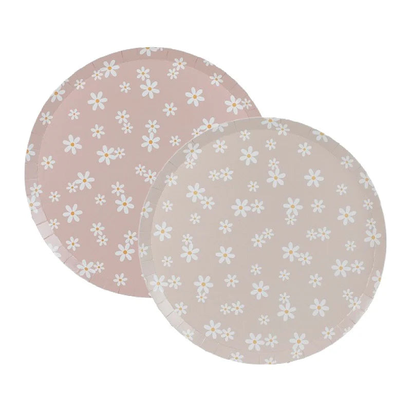 DAISY FLORAL PAPER PLATES PK8