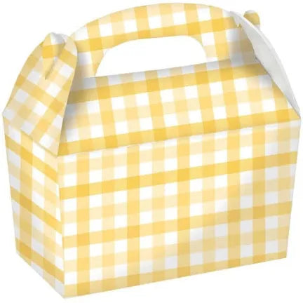 PASTEL YELLOW GINGHAM LOLLY/TREAT BOXES (PACK OF 4)