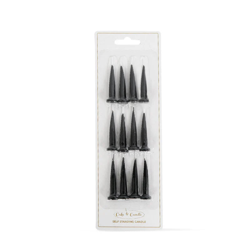 BLACK SELF STANDING BULLET CANDLES (PACK OF 12)