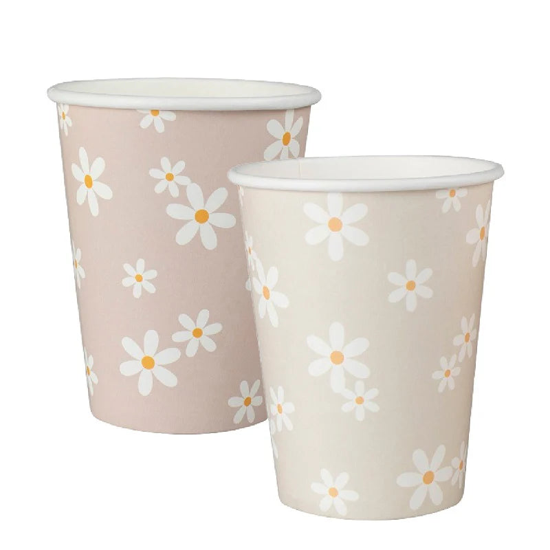 DAISY FLORAL PAPER CUPS PK8