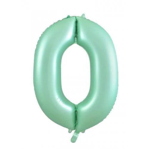 PASTEL MATTE GREEN FOIL NUMBER 0 BALLOON 86CM