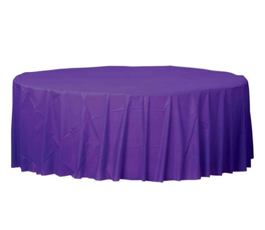 Re-usable Plastic Table Cover Round - Purple