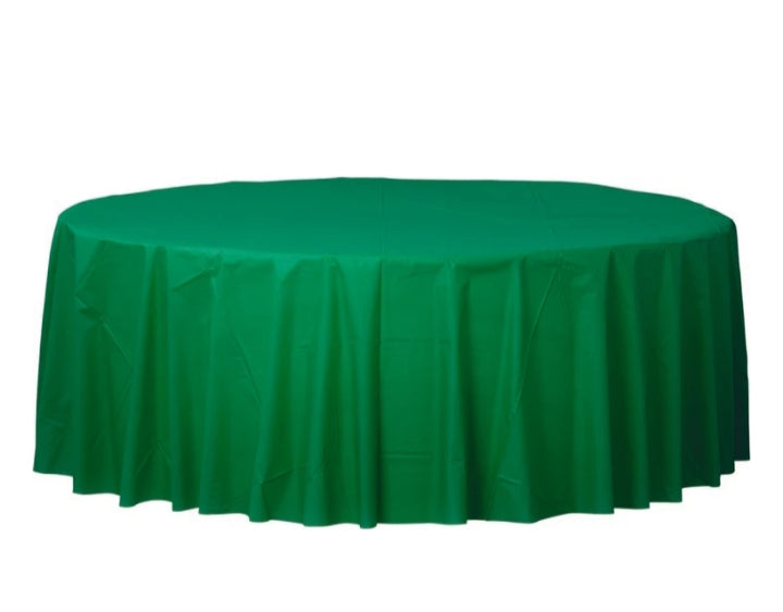 Re-usable Plastic Table Cover Round - Emerald Green