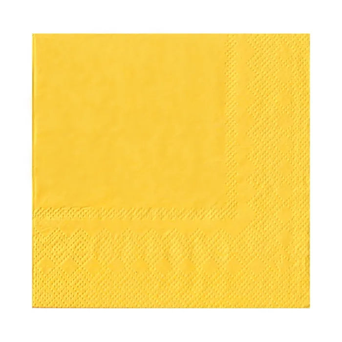 YELLOW BEVERAGE NAPKINS / SERVIETTES (PACK OF 20)