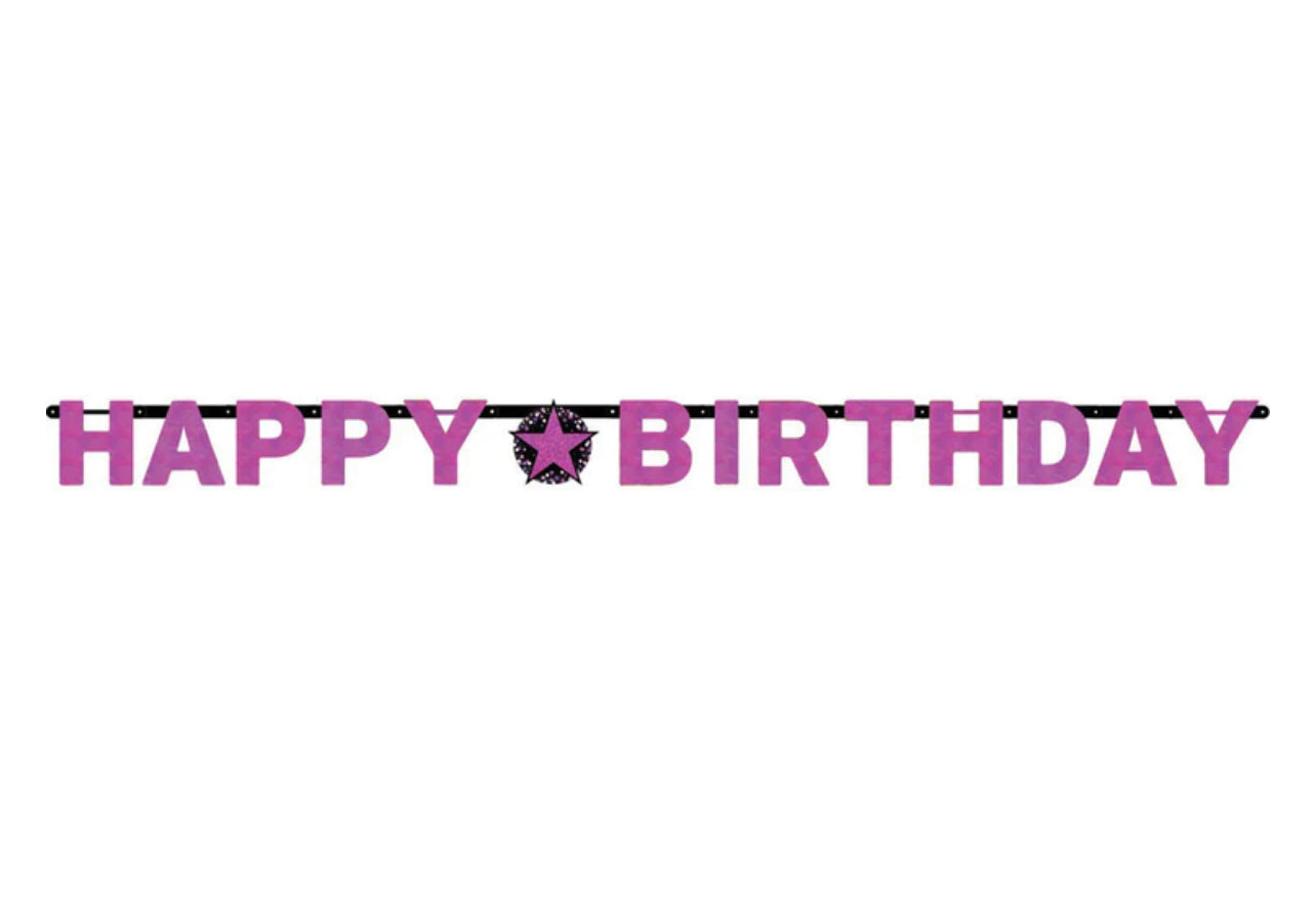 SPARKLING CELEBRATION PINK HAPPY BIRTHDAY LETTER BANNER