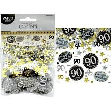 BLACK 90TH BIRTHDAY CONFETTI