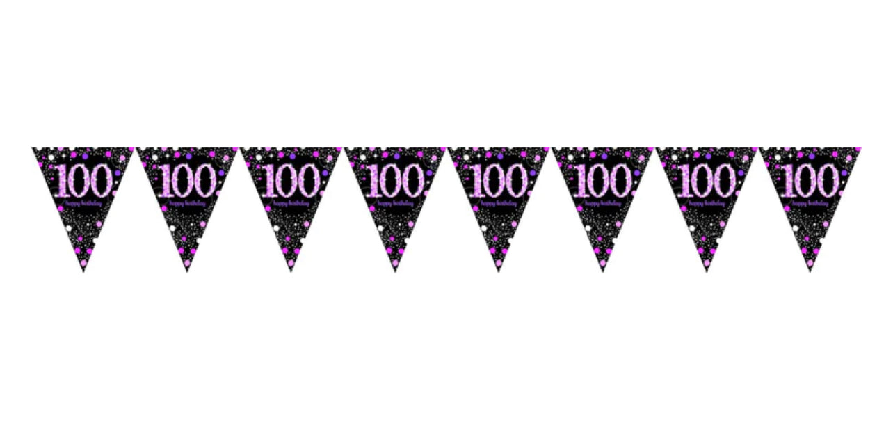 SPARKLING CELEBRATION 100TH BIRTHDAY FLAG BANNER