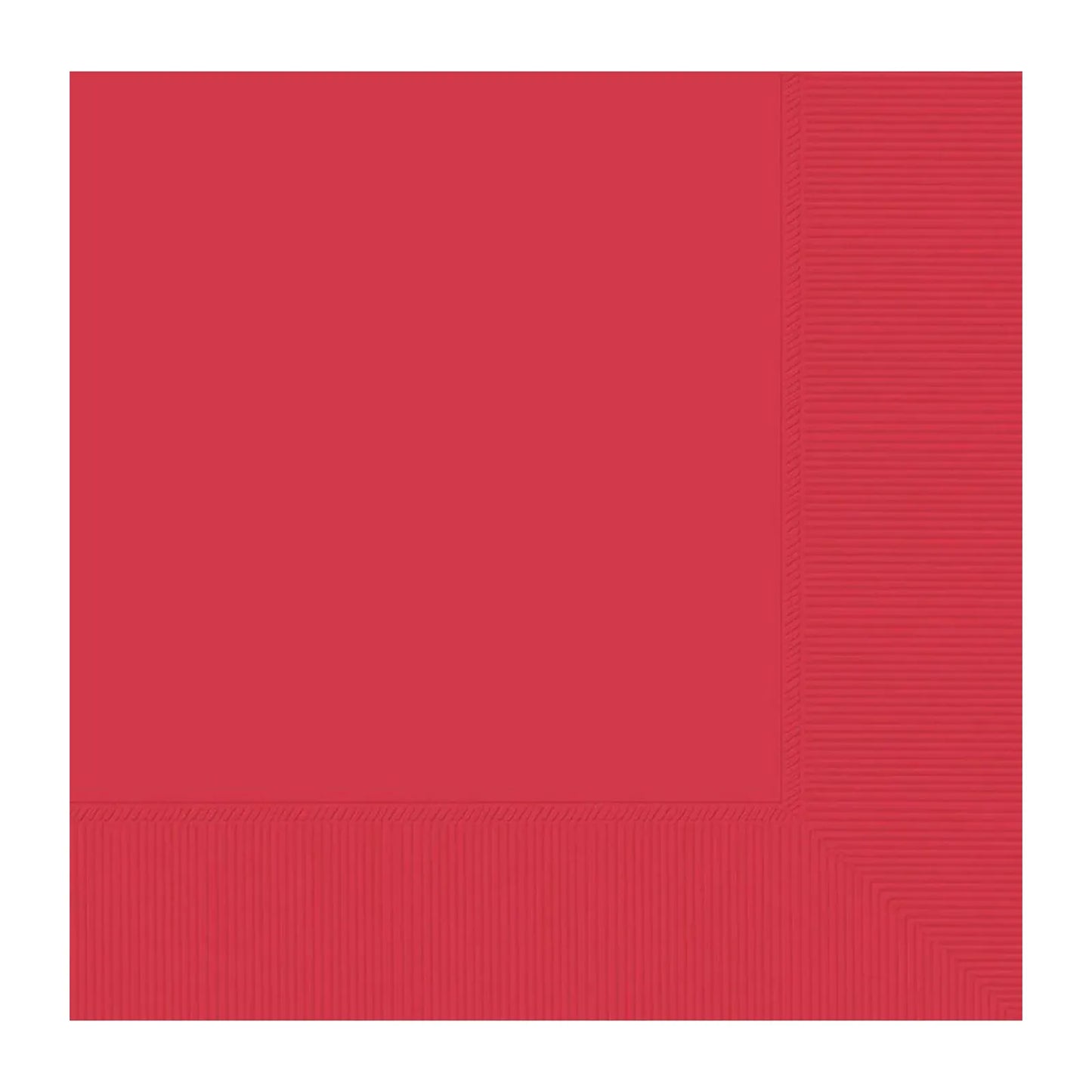 RED BEVERAGE NAPKINS / SERVIETTES (PACK OF 20)