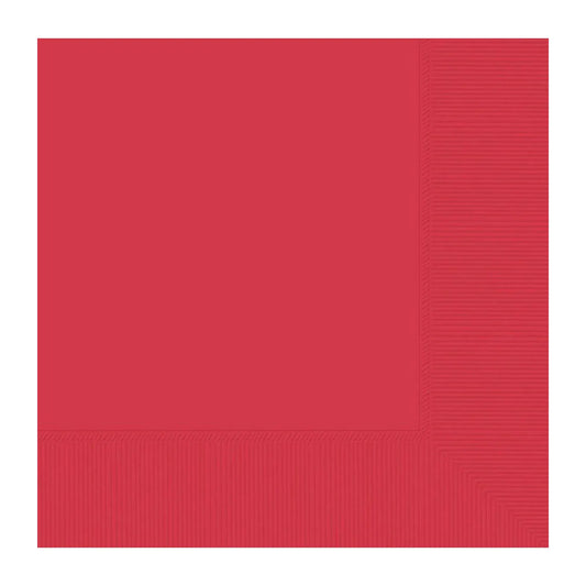 RED BEVERAGE NAPKINS / SERVIETTES (PACK OF 20)