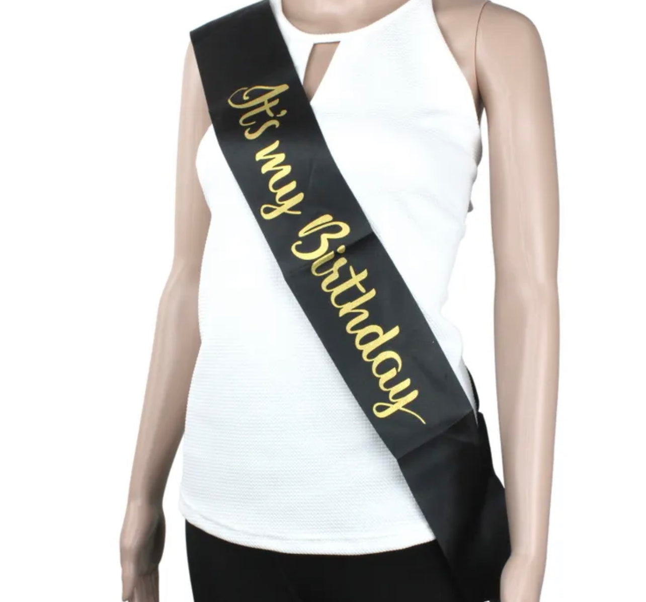 IT'S MY BIRTHDAY BLACK SATIN SASH