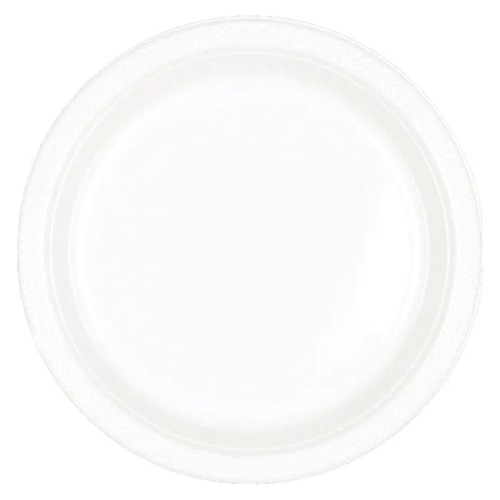 WHITE 23CM REUSABLE PLATES (PACK OF 20)