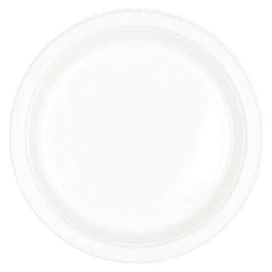 WHITE 23CM REUSABLE PLATES (PACK OF 20)